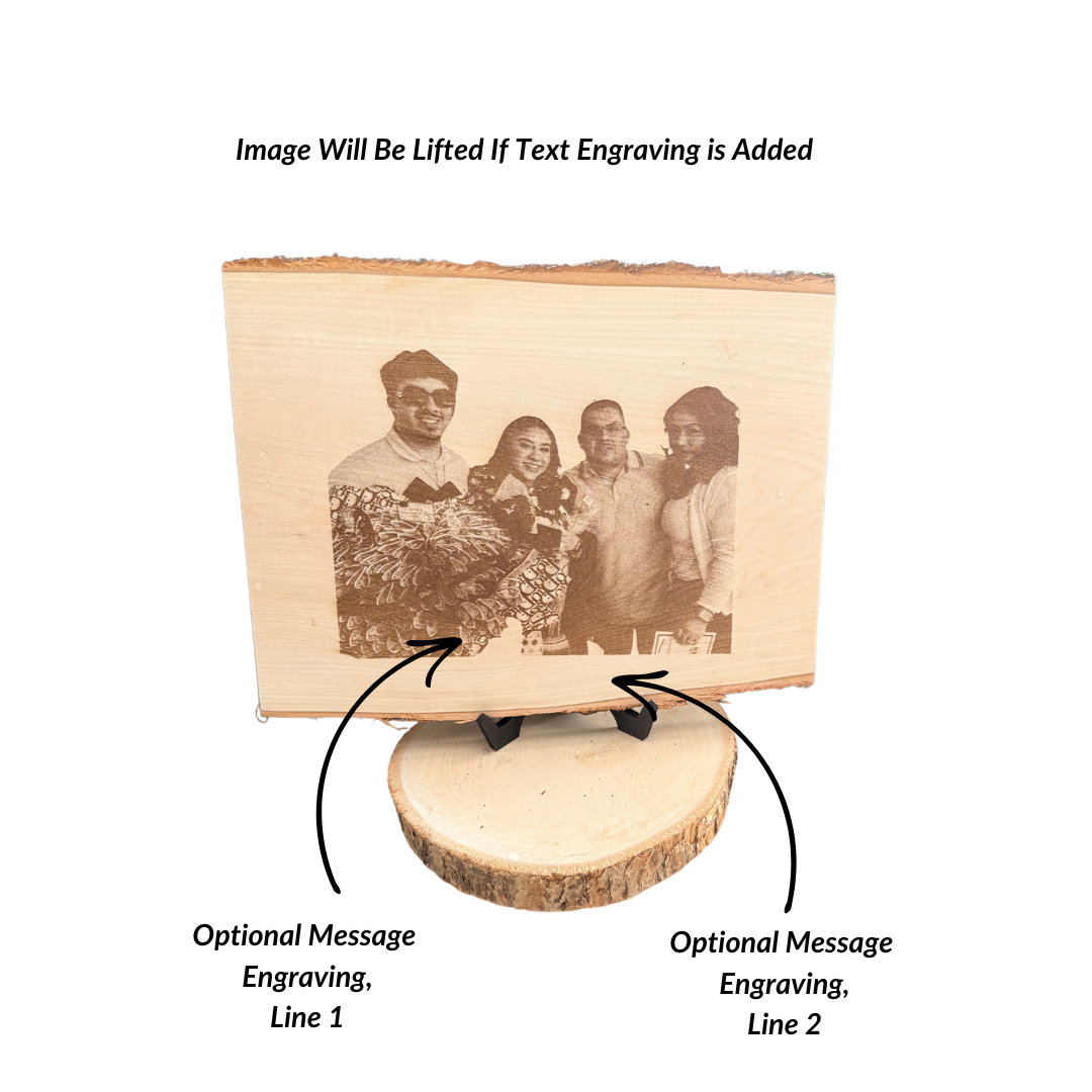 Custom Family Portrait Plaque | Laser Engraved Wood Keepsake | Live Edge Basswood