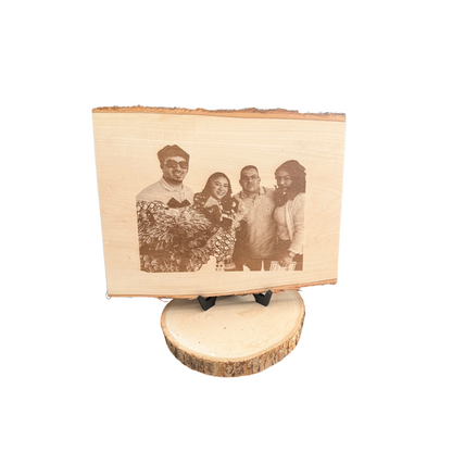 Custom Family Portrait Plaque | Laser Engraved Wood Keepsake | Live Edge Basswood