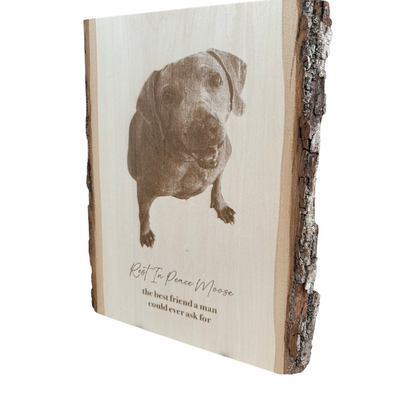 Personalized Pet Memorial Plaque | Laser Engraved Wood Keepsake | Live Edge Basswood