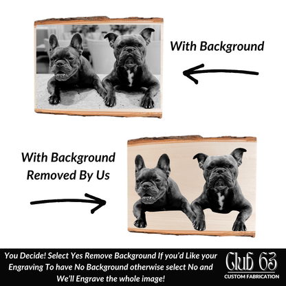 Custom Pet Portrait Plaque | Laser Engraved Wood Keepsake | Live Edge Basswood